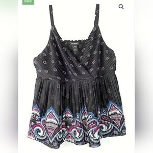 Lane Bryant Boho Black and Pink Swing Women's Top